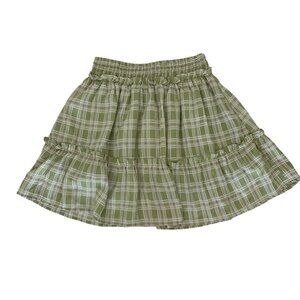 Hersy‎ Skirt Medium Green Plaid Flare Elastic Waist Y2K Retro